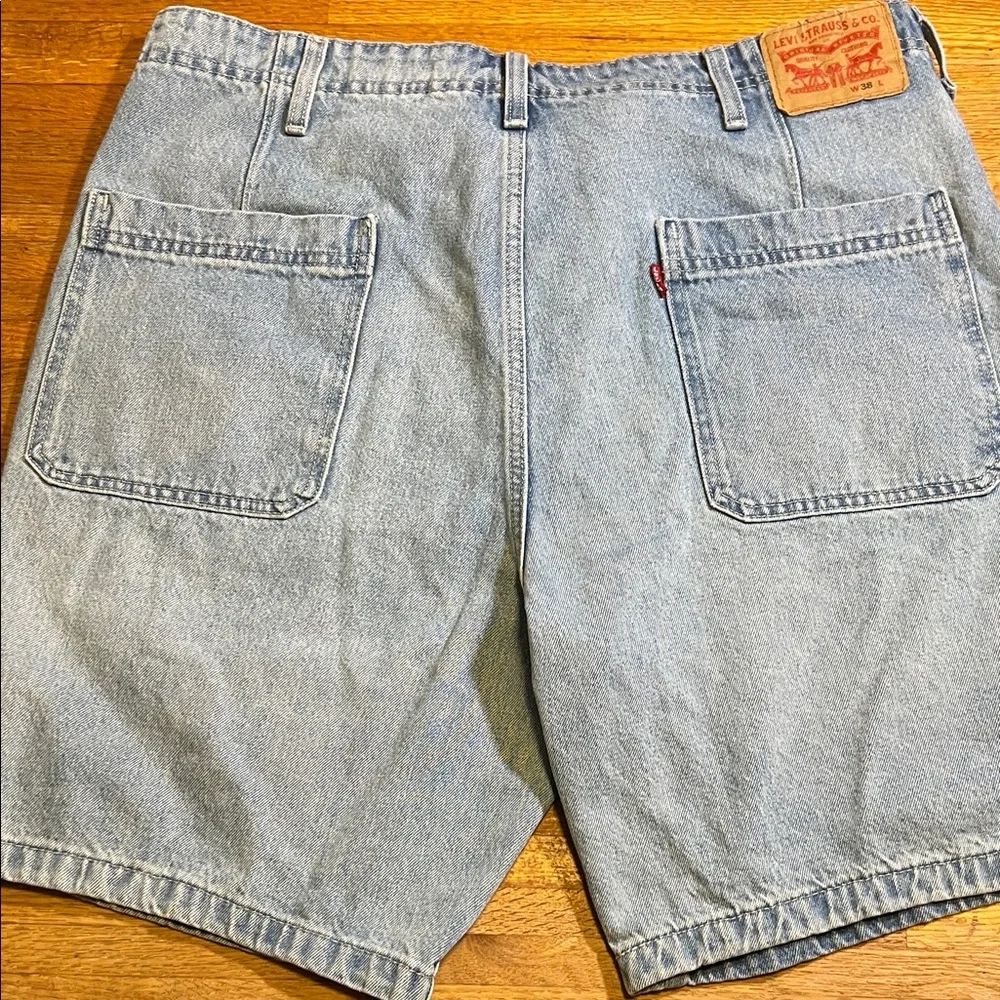 Levi Strauss Men 38 Light Blue Denim Deep‎ Pocket 100% Cotton Jean Shorts